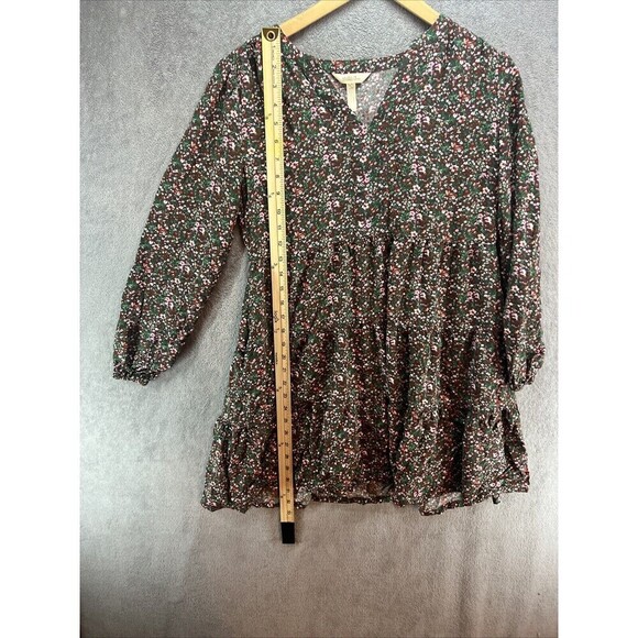 EUC Matilda Jane Womens Floral Long Sleeve Tunic Top S Green Red V-Neck Pockets - Picture 6 of 8